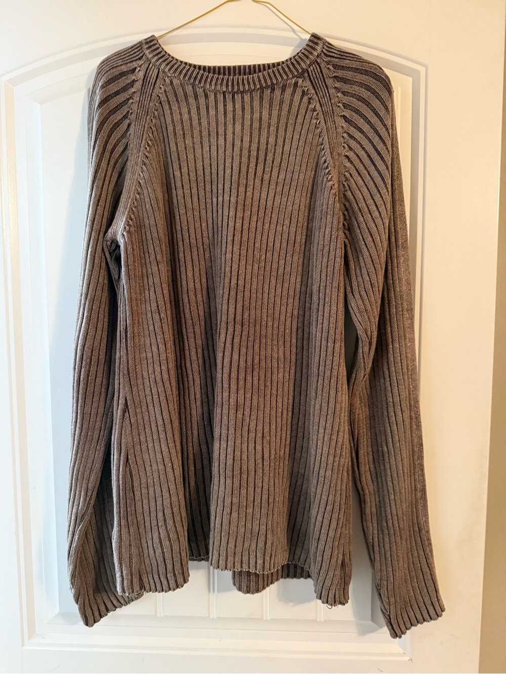 BKE Gray Ribbed Crewneck Sweater